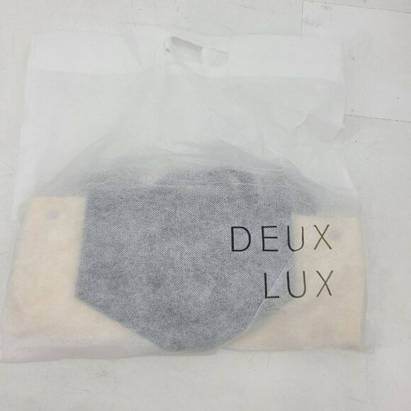 New Deux Lux Ivory Canvas Backpack Black Vegan Leather Bag Purse - Picture 2 of 5
